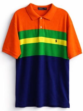 Polo Ralph Lauren Colorblock Polo Shirt Men’s 2XLT 2X Tall Orange Colorblock